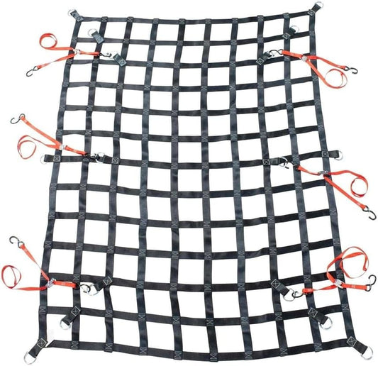 Heavy Duty Cargo Net for Pickup Truck Bed with D Rings Tie Down Fittings - Durable Truck Bed Cargo Net with 6 Cam Buckle Tie Down Straps for Adjusment