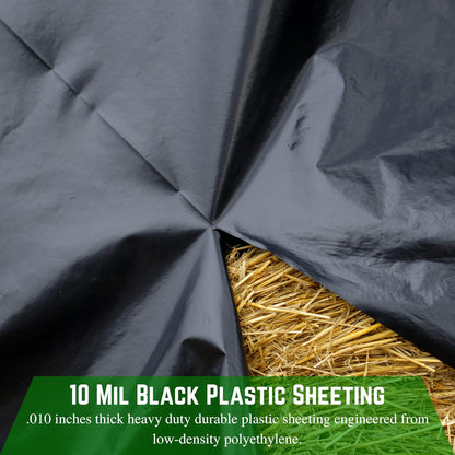 Farm Plastic Supply - Black Plastic Sheeting - 10 mil - (10' x 100') - Black Plastic Tarp, Polyethylene Vapor Barrier Plastic Sheeting, Construction Plastic, Black Painters Tarp, Heavy Duty Plastic