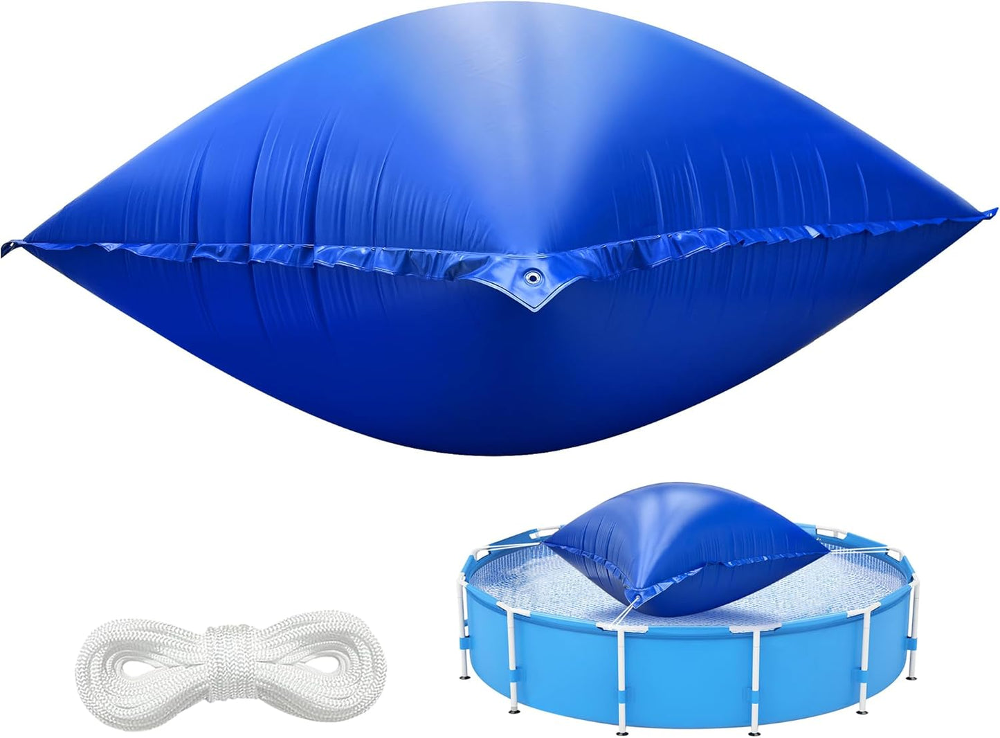 4 Pcs Pool Air Pillows for Above Ground Pools- 4 x 4 Ft Round Winter Pool Cover Pillow- Ice Equalizer Air Pillow- Swimming Pool Winterizing Closing Pillow with Ropes for Support Pool Covers