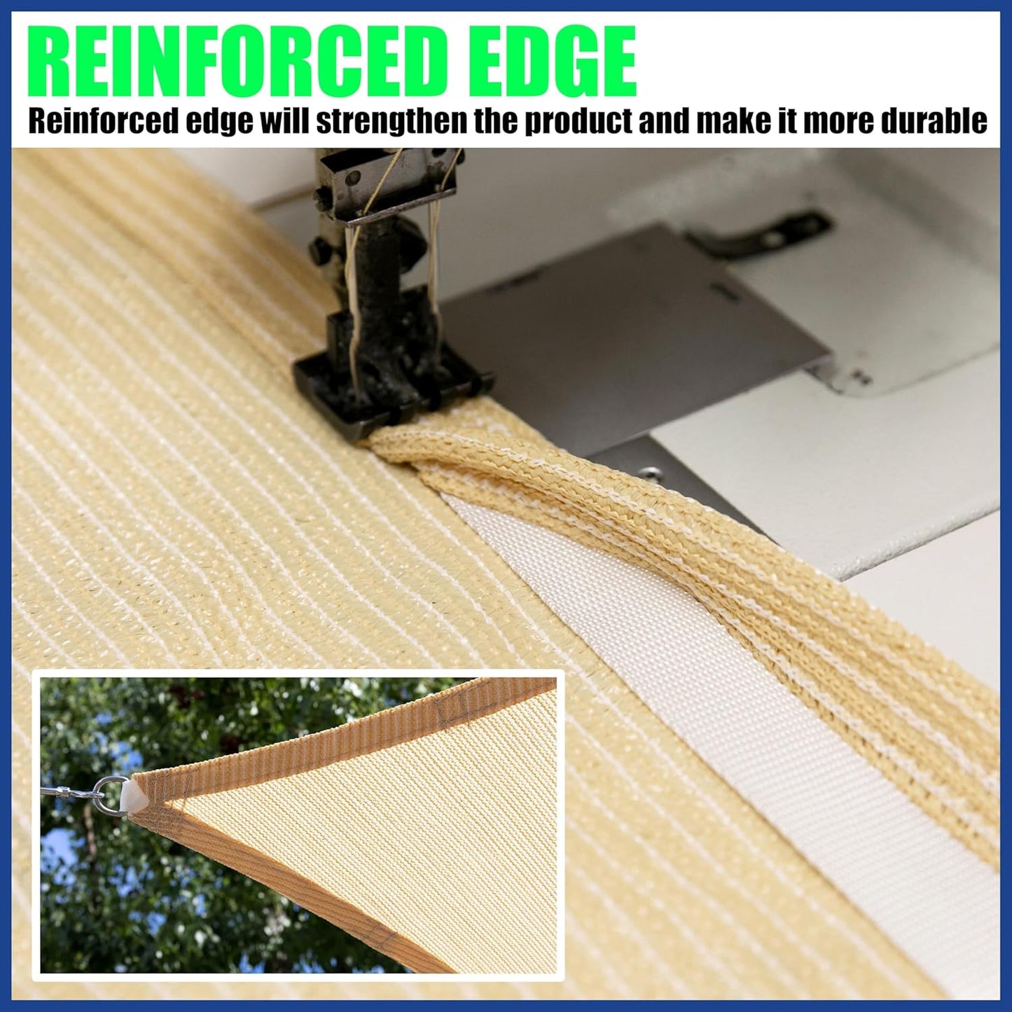 Beige Sun Shade Sail UPF50 Square smTAPR1220 Canopy Fabric Cloth Screen, Water Permeable & UV Resistant, Heavy Duty, Carport Patio Outdoor - We Customize Size