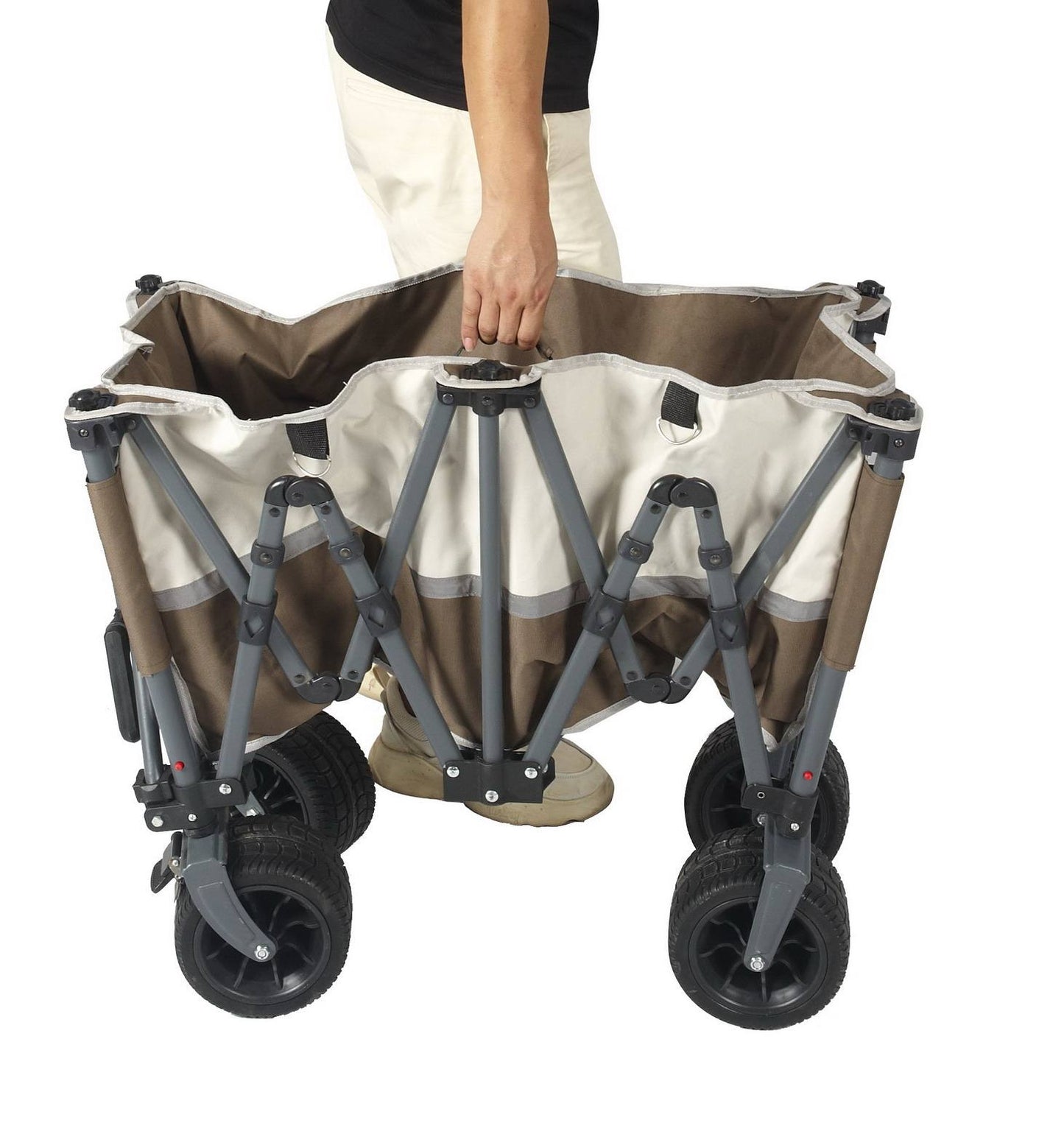 Super Tarps Folding Trolley Wagon – Heavy Duty Collapsible Cart with Wheels & Adjustable Handle
