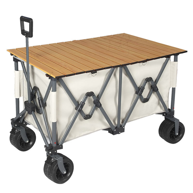 Super Tarps Folding Trolley Wagon – Heavy Duty Collapsible Cart with Wheels & Adjustable Handle